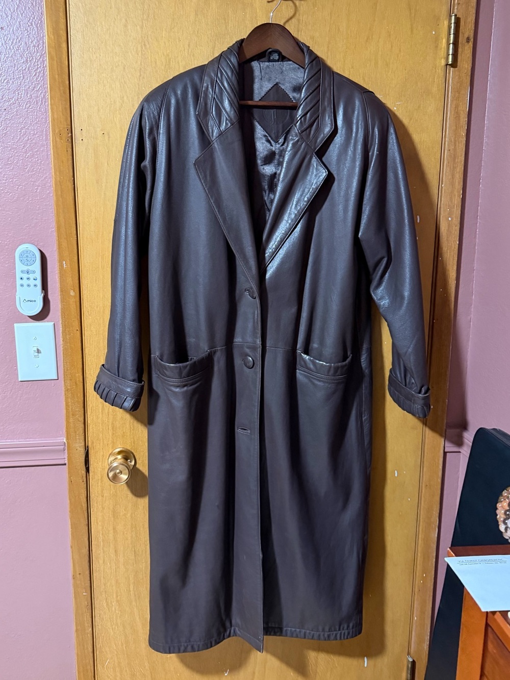 Jaqueline Ferrer Women's Vintage Brown Leather Long Coat